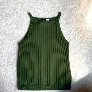 Diced Green high neck tank top
